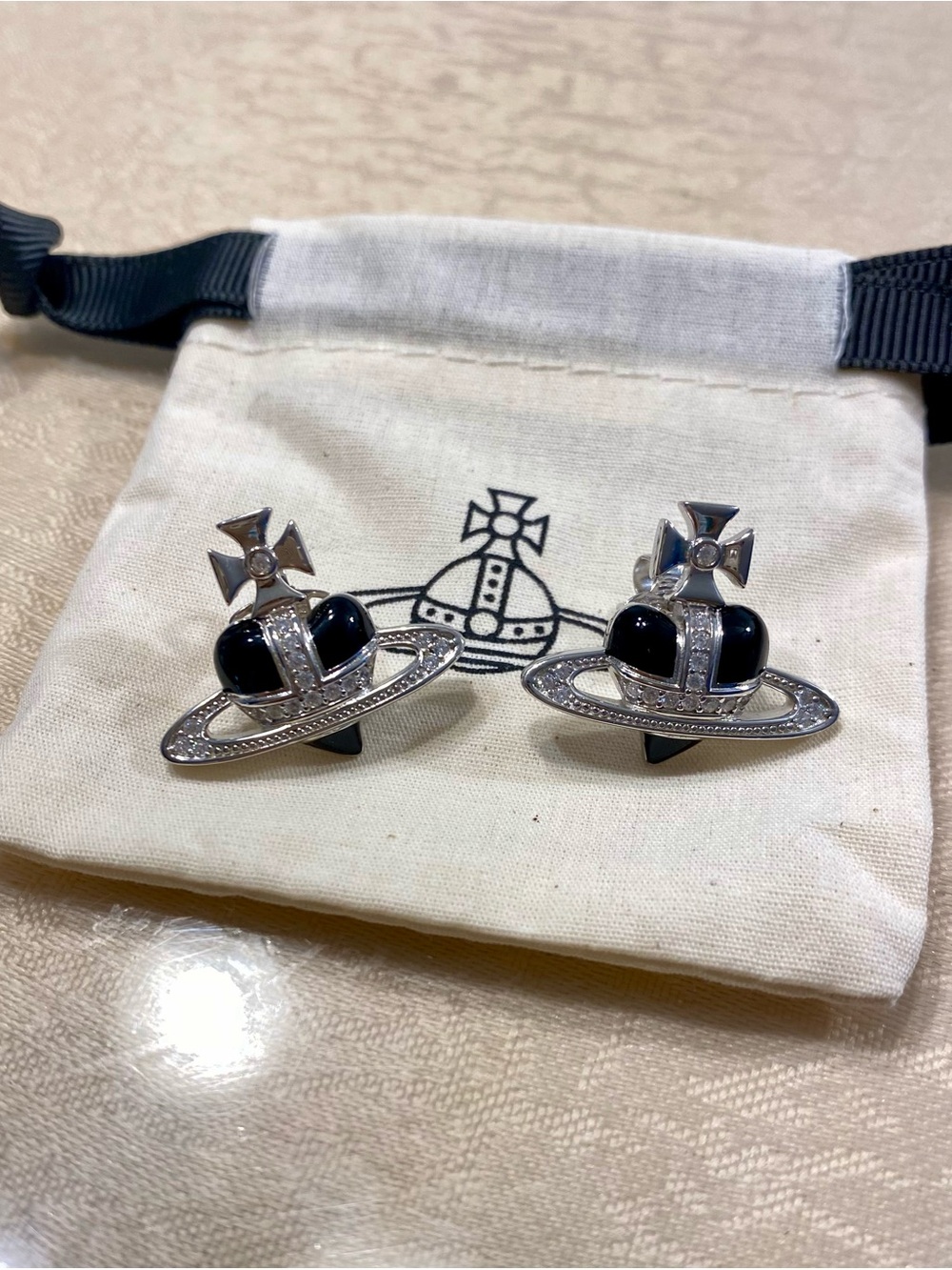 Vivienne Westwood heart 925 sterling silver earrings